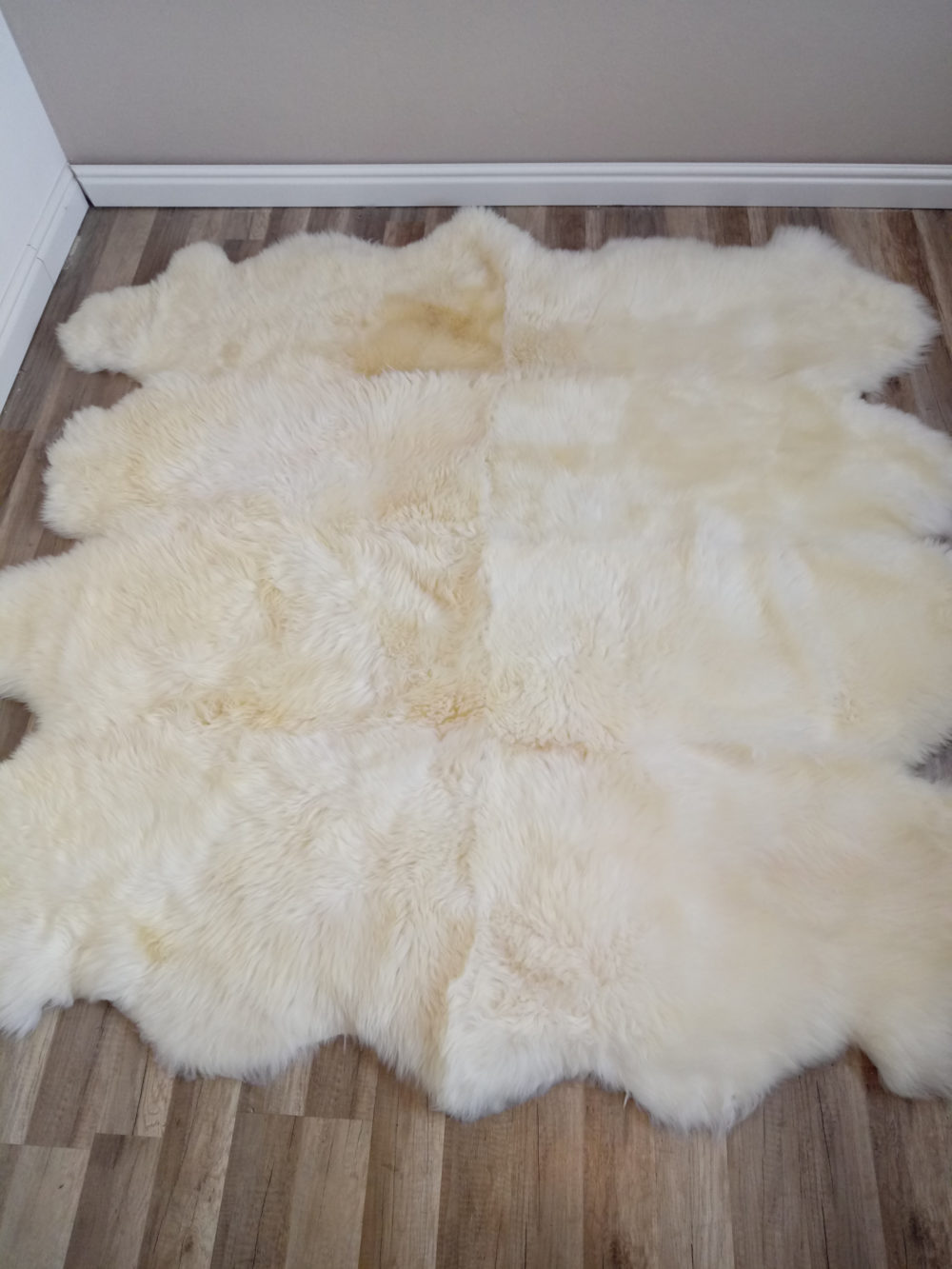 Eight stitched sheepskins, white Stitched sheepskins Producent owczych skór dekoracyjnych | Tannery Sheepskin | KalSkór 2