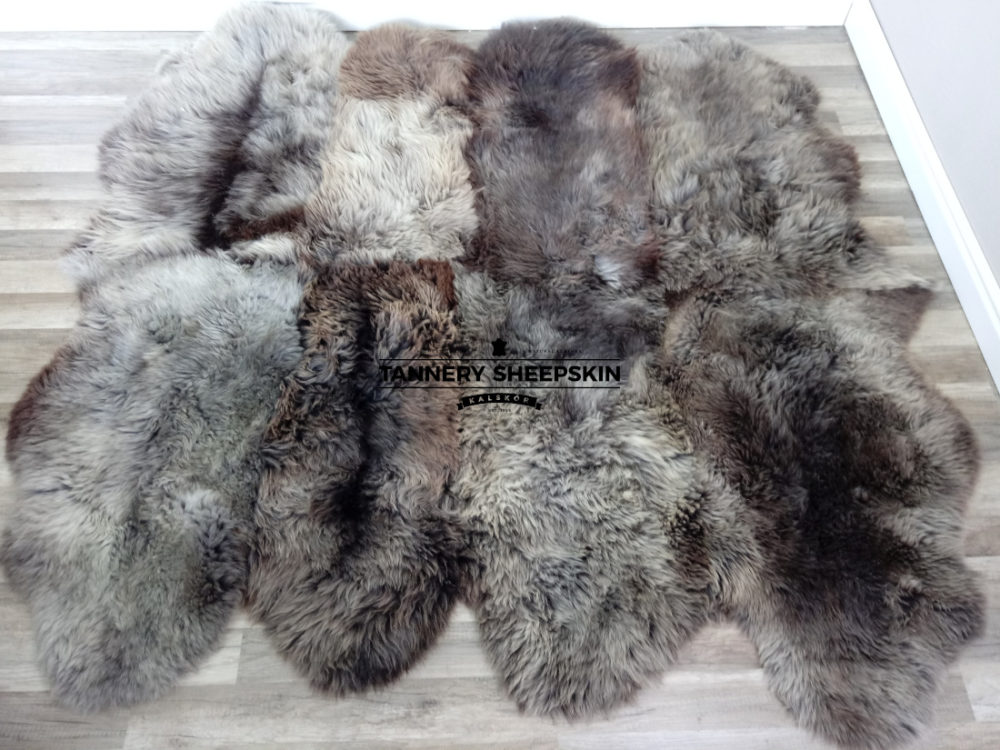 Eight stitched leathers in natural gray color Stitched sheepskins Producent owczych skór dekoracyjnych | Tannery Sheepskin | KalSkór 6