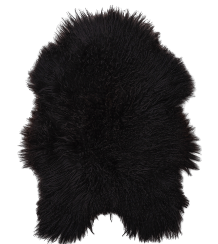 Sheepskin “Island” Black Curly Hair black island Producent owczych skór dekoracyjnych | Tannery Sheepskin | KalSkór
