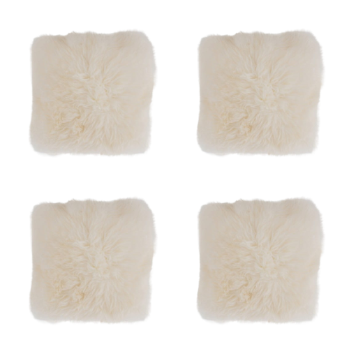 Set of 4 Natural White Sheepskin Chair Pads Accessories Producent owczych skór dekoracyjnych | Tannery Sheepskin | KalSkór