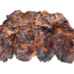 Eight stitched Leather sheepskins “Island” Natural Fire Black