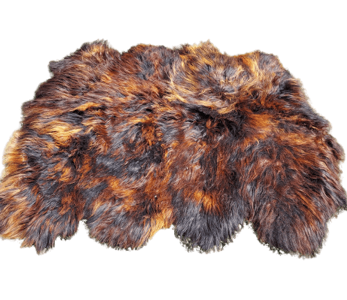 Eight stitched Leather sheepskins “Island” Natural Fire Black Stitched sheepskins Producent owczych skór dekoracyjnych | Tannery Sheepskin | KalSkór