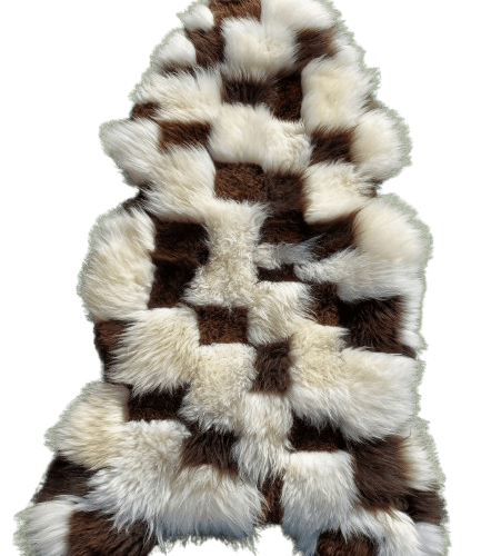 Sheepskin XXXL Giant 170 cm Natural Stitched RIVER Stitched sheepskins Producent owczych skór dekoracyjnych | Tannery Sheepskin | KalSkór